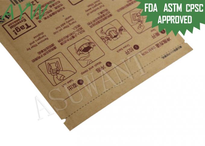 Natural Brown Kraft Paper Zipper Bags Odors / UV Light Barrier With Food Grade Materials
