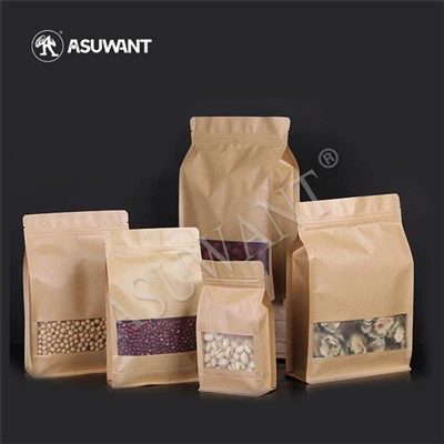 Seas suas pouch kraft púitsí in -athraithe, málaí caife páipéir 1kg kraft doypack do stóráil cnónna