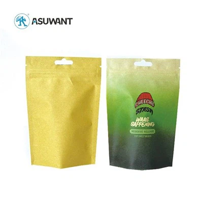 Mála Pacáistiú Páipéar Kraft Ziplock Seas Suas Pouch